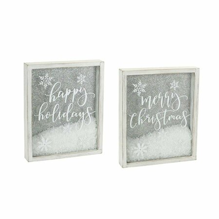 SMARTGIFTS DS 11 x 9 in. MDF Christmas Frame with Snow White & Silver - Set of 2 SM3580251